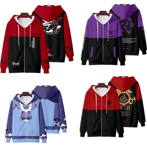 2021 Genshin Impact Game Men/Women Zipper Hoodies 3D Print Fashion Sweatshirt Long Sleeve Coat Plus Size Zipper Hooded Clothes