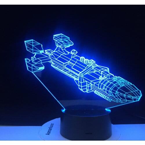 3D led Spaceship Space Fighter 7 Colorful Gradients LED Acrylic Plate Desk Lamp Bedroom Decoration Night Light Dropshipping