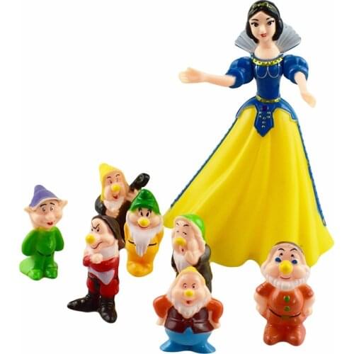 8pcs/set Disney Princess Snow White and The Seven Dwarfs 7 Cake Ornaments Girls Birthday Party Cake Decoration Gift Supplies