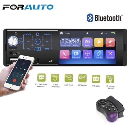1Din Support Rearview Camera Steering Wheel Control Bluetooth Car MP5 Player 4.1 Inch Touch Screen Auto FM Stereo Audio Radio