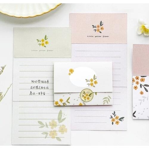 Chinese Ancient Style Flowers Folding Greeting Card Butter Paper Envelopes With Seal Stickers Creative Blessing card