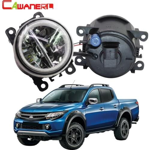 Cawanerl For Mitsubishi Triton ML MN 2006-2015 Car 4000LM LED Bulb Fog Light + Angel Eye Daytime Running Light DRL 12V 2 Pieces