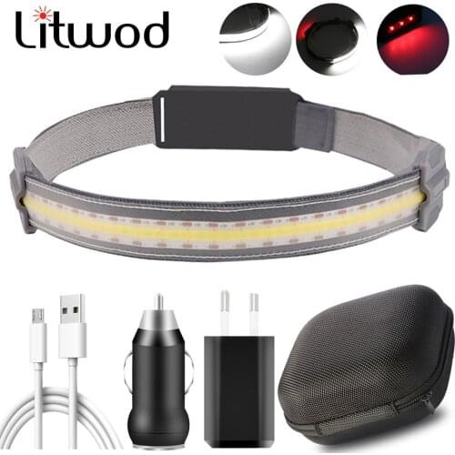 COB SMD2835 Led Headlamp Built-in Battery Rechargeable Headlight Head Waterproof Lamp White & Red Lighting for Camping Working