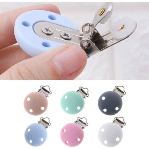 Baby Pacifier Clip Silicone Soother Teether Nipple Holder Round Soft Saliva Towel Clips Toys Buckle Newborn Nursing Supplies DIY