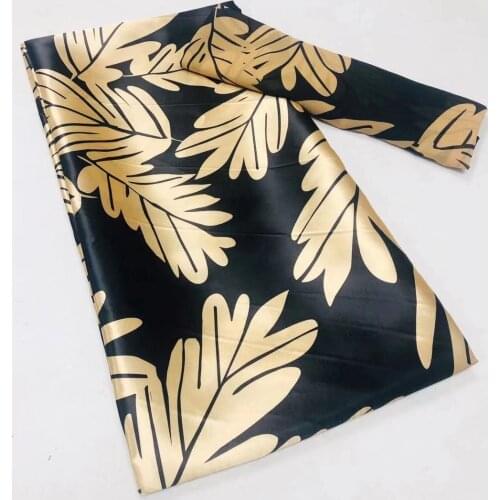 2020 Imitated Satin Silk Materials Elegant 4+2yards Satin Silk Fabric Hot African Silk Print Fabric for Party Dress Cloth