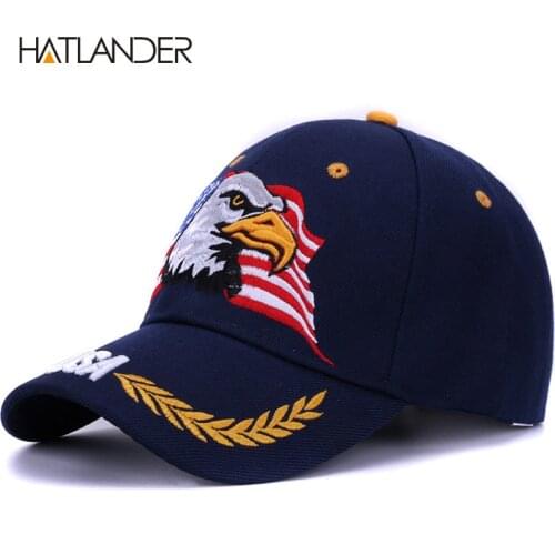 [HATLANDER]2018 Spring summer baseball caps for men outdoor sun hat women embroidery Eagle USA sports hats curved casquette cap