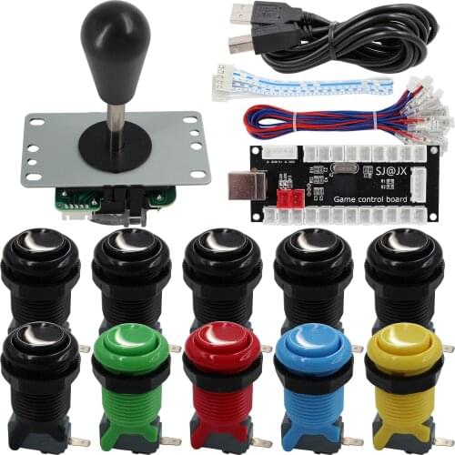 SJ@JX Arcade Game Controller DIY Kit Microswitch recessed Button 4&8 Way Joystick USB Encoder Fighting Stick for PC Raspberry Pi