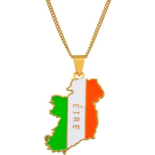 Ireland Maps Charm Pendant Necklaces for Women Men Girls Jewelry Gifts