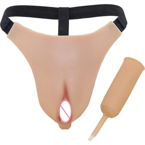 Artificial Butterfly vulva Thong Vagina Realistic Silicone Fake Vagina Drag Queen Shemale Transformation Panties Hide JJ With U