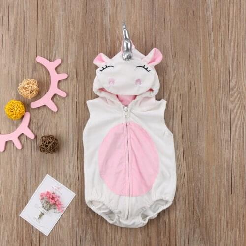 Girl Jumpsuits Costume Newborn Baby Girls Unicorn Romper Jumpsuit Jumper Outfits Hooded Clothes
