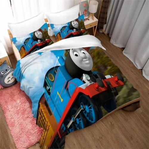Little Train 3D Printed Bedding Set Duvet Cover KING Queen Full Twin Size for for baby thomas and Kids Friends Bedroom Decor