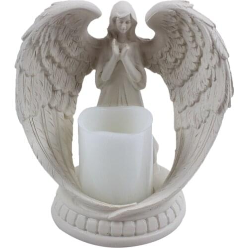 Creative Resin Angel Figurines Electronic Candlestick Crafts Home Decor Angel Miniature Candle Holder Ornaments Wedding Gifts S