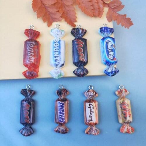 JeQue 10Pcs/20Pcs Cute Candy Chocolate Resin Charms for Earrings Bracelets Necklace Keychain Pendants Jewelry Making