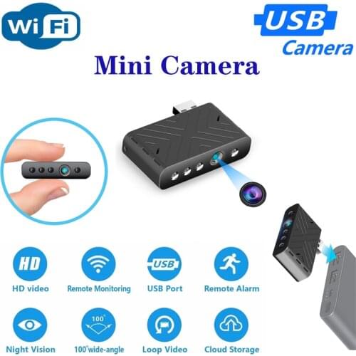 HD Mini USB Camera AI Human Detection WiFi Remote Monitoring Night Vision Home Surveillance Portable Micro Plug Camcorder