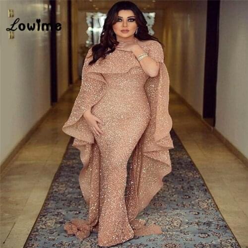 Muslim Evening Dresses Mermaid Sparkle Islamic Dubai Saudi Arabic Long Formal Evening Gowns Middle East Women Formal Party Dress