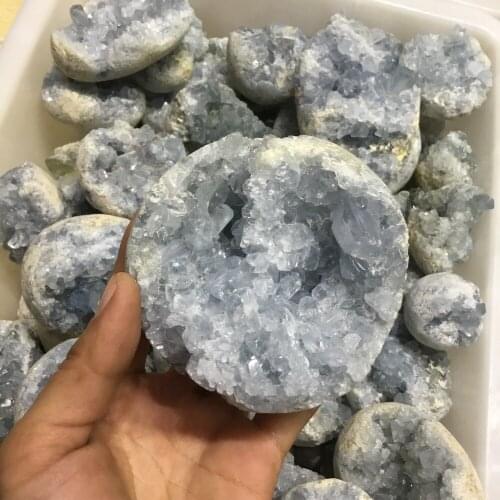 Natural Round Blue Celestite crystal cluster Mineral Specimen For collection