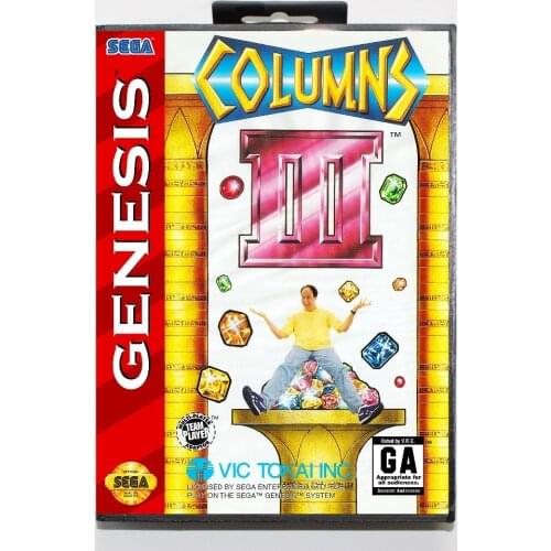 New 16 bit MD game card - columns 3 with Retail box For Sega genesis system