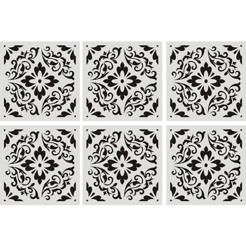 New 6PCS DIY Painting 30X30cm Vintage Flower Pattern Stencils Template for Tile Wall Floor Furniture Painting Decorative