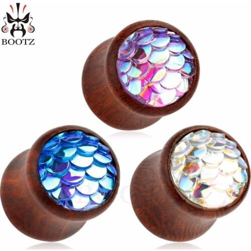 KUBOOZ Wood Ear Plugs Tunnels Piercing Body Jewelry Rings Stretcher Expander Fashion Earrings Gauges Studs 10PCS 0G 00G 8mm