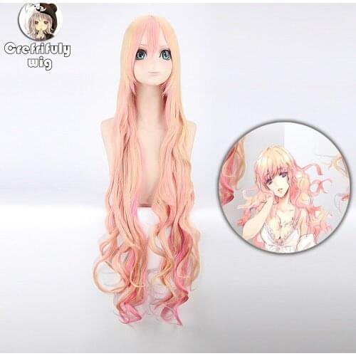 Macross F Sheryl Nome Cosplay Wig Full Bangs 120cm Women Blonde Pink Ombre Wavy Long Synthetic Hair High Temperature Fiber