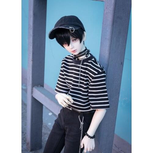 BJD doll dress is suitable for SD17 uncle size fashion round collar stripe versatile T-shirt boys jacket doll accessories
