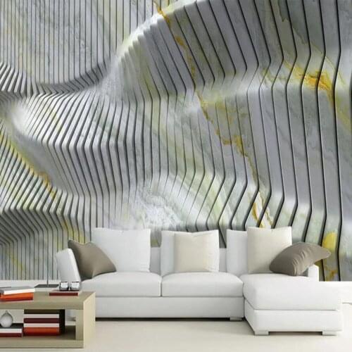 Milofi Custom 3D Wallpaper Mural Abstract Geometric Stereo Curve Marble Modern 3D Background Wall Paper