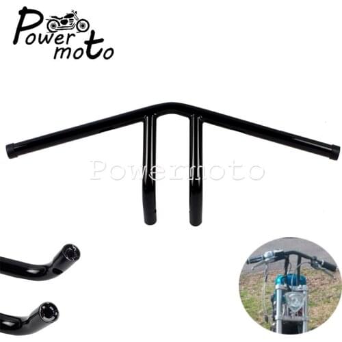 1" Whiskey Handlebars Black 25mm T-Bar 6" Rise 24" Width V-Bar for Harley Chopper Bobber Cafe Racer Touring Sportster