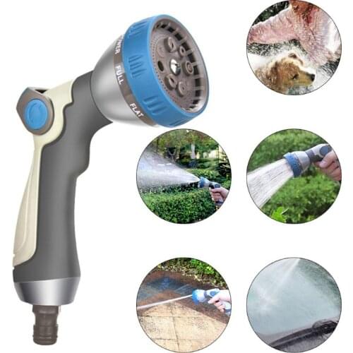 Hose Nozzle Garden, Metal Spray Nozzle High Pressure, 8 Patterns Thumb Control