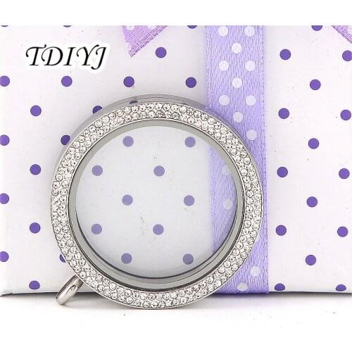 TDIYJ Wholesale 39mm Stainless Steel Crystal Locket as Gift for Women 10pcs/lot
