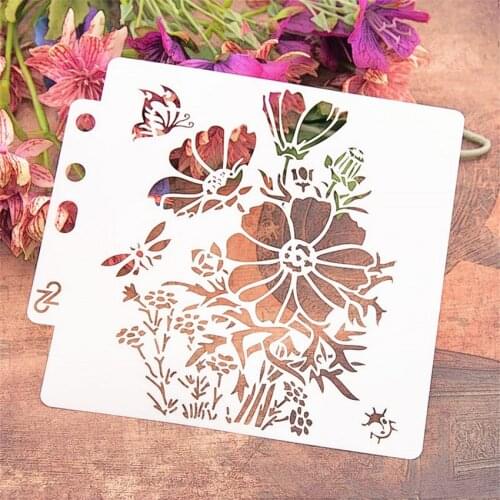 14.1*13 Flowers honey scrapbook stencils spray plastic mold shield DIY cake hollow Embellishment printing lace ruler Easter