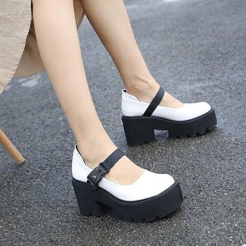 Brand New Fashion Lady Sweet Gothic Platform Mary Janes Pumps Buckle Wedges High Heels Pumps Women Lolita Cute Punk Shoes Woman