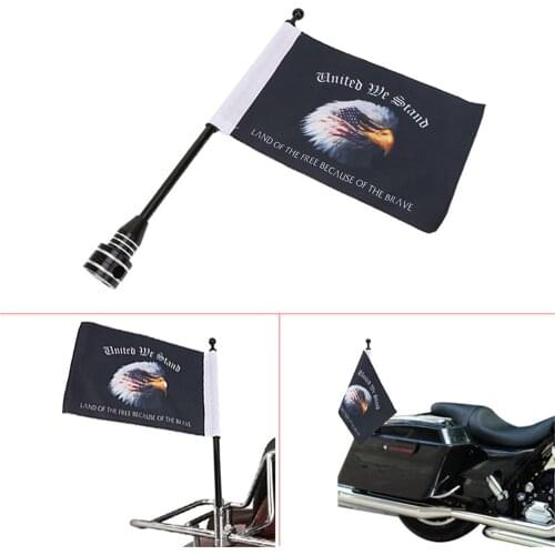 Universal Motorcycle Pole Mount and Rear 6" x 9" Polyester Eagle Flag for Harley Honda Yamaha Suzuki Victory New