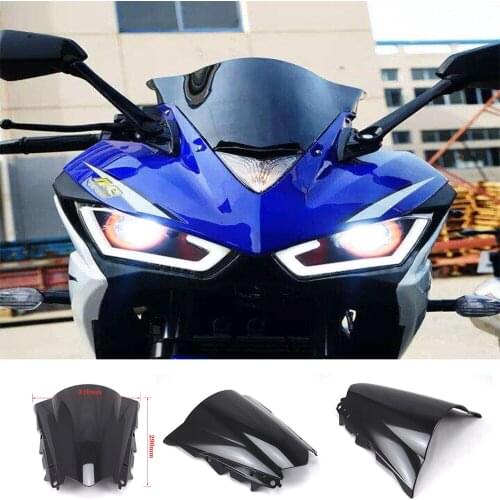For Yamaha YZF R25 R3 2013 2014 2015 2016 2017 2018 Black Motorcycle R 3 25 screen Windshield WindScreen Double Bubble