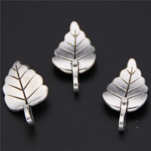 WKOUD 20pcs Silver Color Tree Leaves Leaves Charms Diy Jewelry Findings Jewelry Accessories A393
