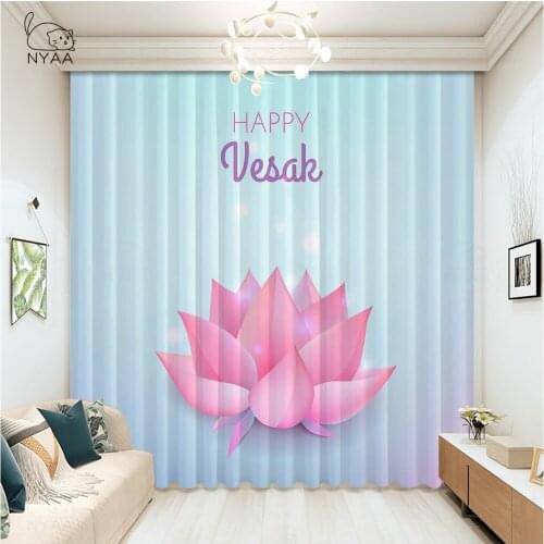 Lotus Flower Panel Japanese Curtain Luxury Cute Curtains Salon Decoration Accessories Curtains Living Room Green Micro Shading