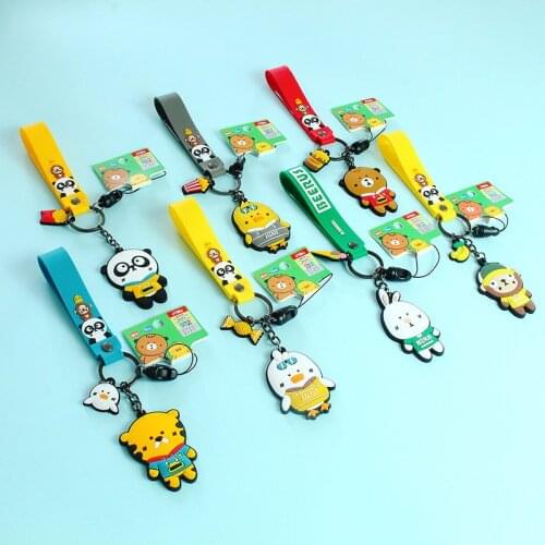 Custom silicone creative bag pendant cute cartoon animal ins mobile phone key lanyard car keychain