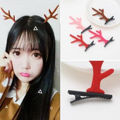 2pcs/set Christmas antlers Ornament Hair Clips for girls Christmas Hat Headband Headdress barrette Hair Accessories