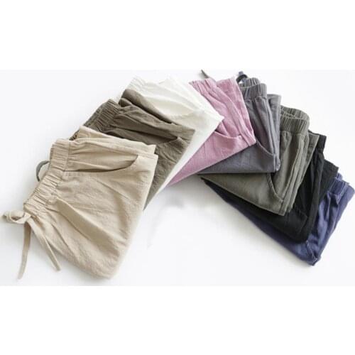 Women Casual Solid Color Drawstring Pockets Elastic Shorts Wide Leg Minipants