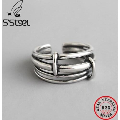 SSTEEL Real 925 Sterling Silver Rings For Women Retro Ring Gothic Bijoux Argent 925 Massif Pour Femme Accessories Fine Jewlery