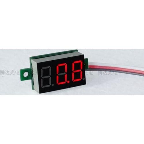 10pcs 0.36'' LCD DC 0-100V Red LED Panel Meter Digital Voltmeter with Three-wire Electrical Instruments Voltage Meters 0V-100V