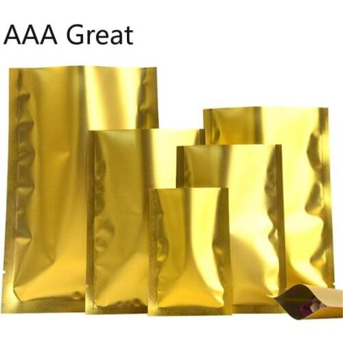100pcs/Lot Vacuum Sealer Aluminum Foil Mylar Bags Storage Pouches For Home Kitchen Tools Gold Open Top Packaging Candy Christmas