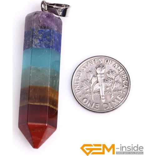 10x42mm Hexagonal Natural Worry Stone Semi Precious Cocktail Charkra Pendant Jewelry For Women Wholesale