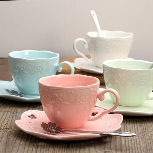 200ml Legendary Handmade Products Creative Bone China Ceramic Couple Coffee Cups Dish With A Spoon High Bone China Gift Set