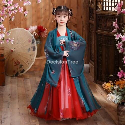 2021 ancient chinese traditional opera kids dynasty ming tang han hanfu dress child costume folk dance children girl clothing