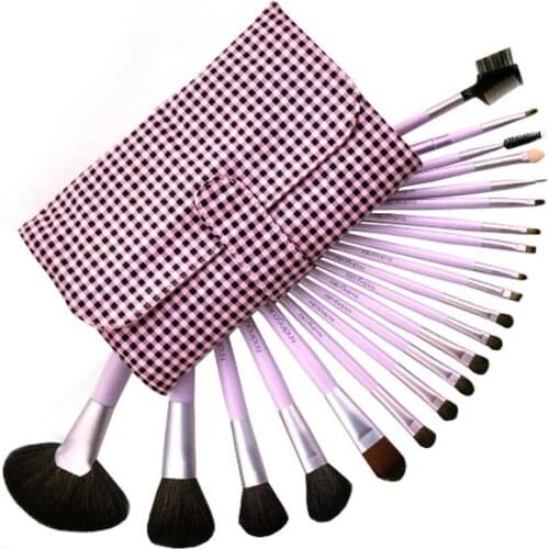 21 Pieces Comestic with Pink Plaid Case Professional Makeup Accessories Brushes Tools Foundation Brush Sets & Kits High Quality