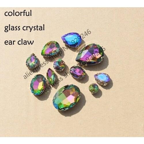 47pcs/lot brilliant colorful glass crystal rhinestone sewing-on blue AB strass DIY dancing dress coat sweater hat bag decoration