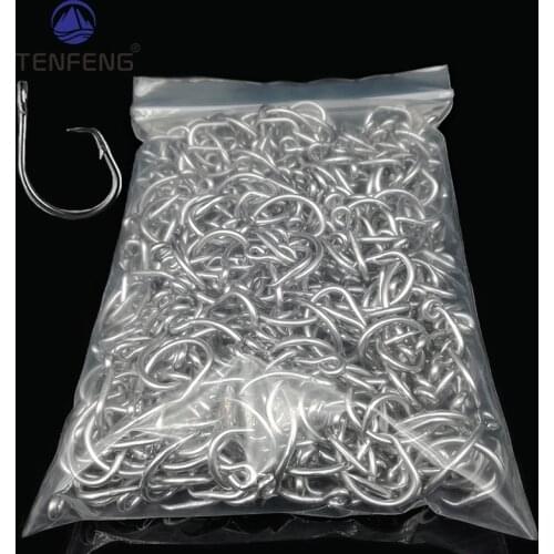50-500pcs Wholesale Stainless Steel Barbed Eyed Fishhooks Circle Fish Hook Tuna Bait Jig Single Jigging Ocean Sea Fishing Pesca