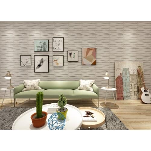 50x50cm Home Decoration Durable Plastic 3D Wall Panels White for Living Room Bedroom,Lobby,Office,Shopping Mall (12PCS)