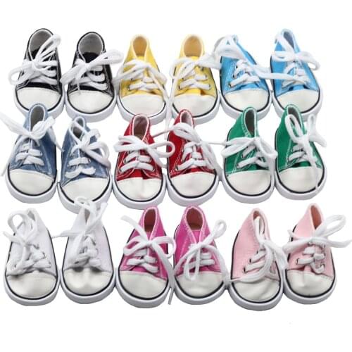 7*3.6cm 1Pair Cute Doll Shoes for 18 Inch Baby Doll Handmade Sneakers Girl Doll Accessories Canvas Mini Toy Shoes