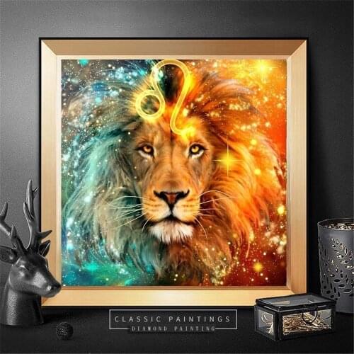Huacan Diamond Embroidery Sale Star Signs 5D Diamond Painting Lion King Full Square Cartoon Constellation Diamond Mosaic Lions